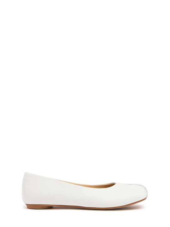 MM6 Maison Margiela: 가죽 발레리나 - 화이트 - kids-girls_0 | Luisa Via Roma