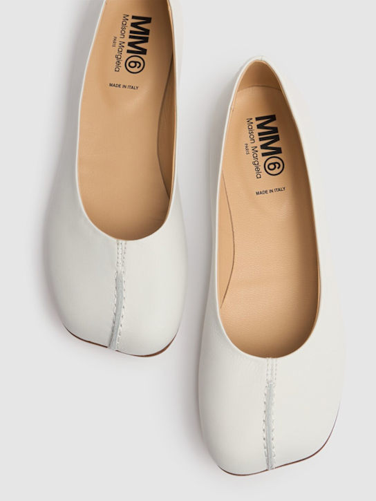 MM6 Maison Margiela: 가죽 발레리나 - 화이트 - kids-girls_1 | Luisa Via Roma