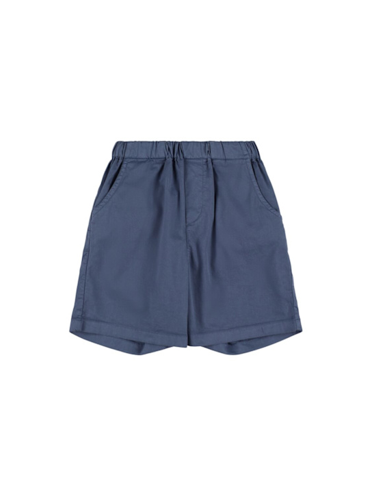Babe & Tess: Stretch cotton shorts - Blue - kids-boys_0 | Luisa Via Roma