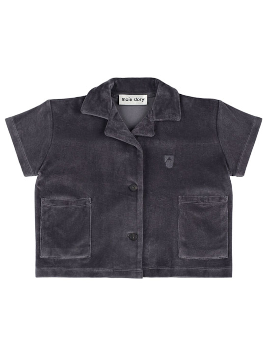 Main Story: Cotton velour shirt - Black - kids-boys_0 | Luisa Via Roma