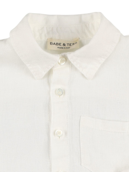 Babe & Tess: Linen shirt - White - kids-boys_1 | Luisa Via Roma