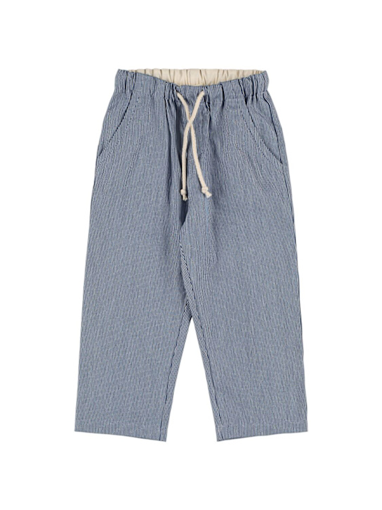 Babe & Tess: Striped cotton denim pants - Blue - kids-boys_0 | Luisa Via Roma