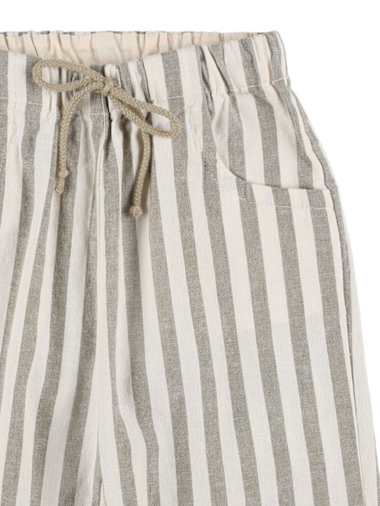 Babe & Tess: Striped cotton blend pants - White/Green - kids-boys_1 | Luisa Via Roma
