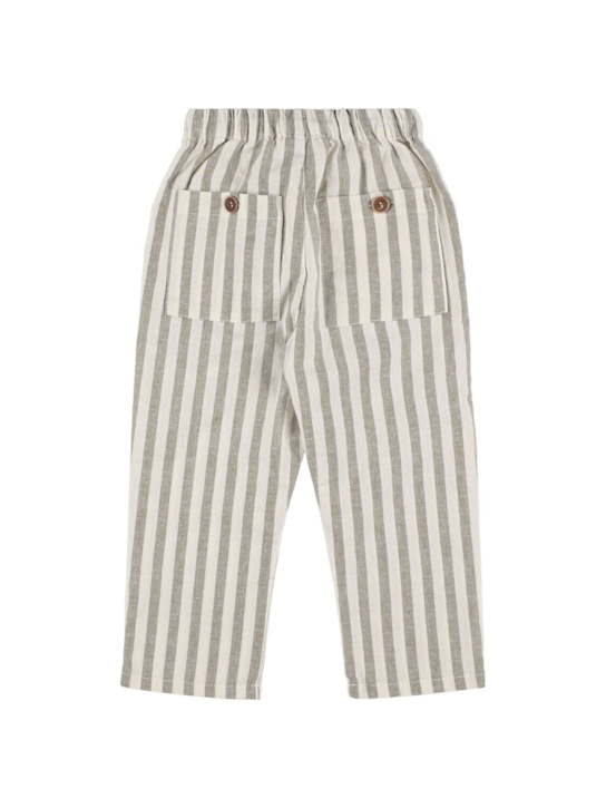 Babe & Tess: Striped cotton blend pants - White/Green - kids-boys_2 | Luisa Via Roma