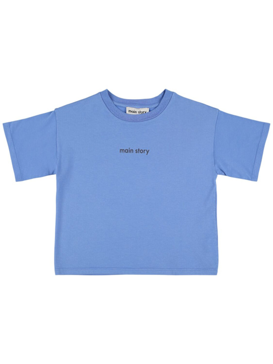 Main Story: Camiseta de jersey de algodón bordada - Azul - kids-boys_0 | Luisa Via Roma