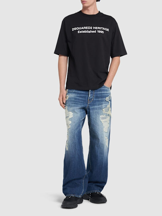 Dsquared2: Loose fit cotton logo t-shirt - Black - men_1 | Luisa Via Roma