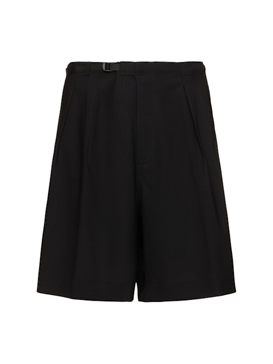 Seven Gauge: Tropical wool blend shorts - Black - men_0 | Luisa Via Roma