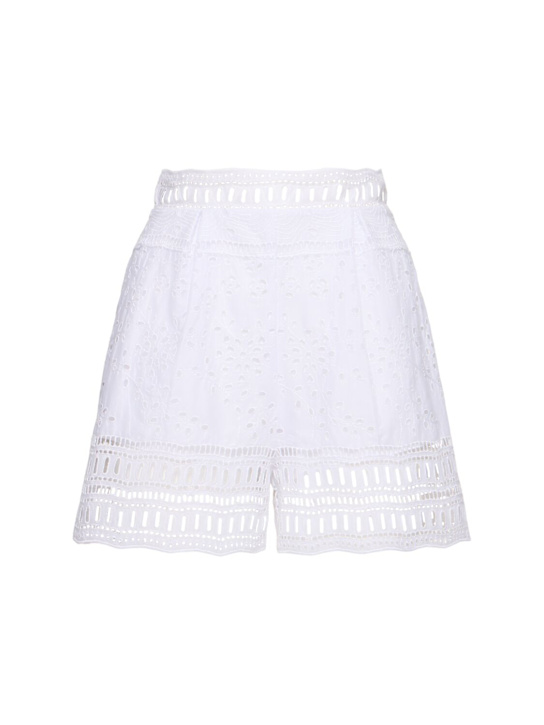 Ermanno Scervino: High waisted lace shorts - White - women_0 | Luisa Via Roma