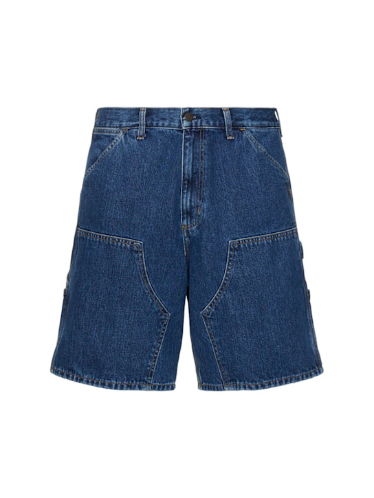 Carhartt WIP: Double Knee cotton denim shorts - Blue Stone Wash - men_0 | Luisa Via Roma
