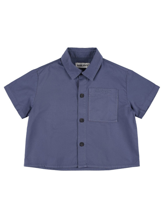 Main Story: Cotton twill shirt - Dark Blue - kids-boys_0 | Luisa Via Roma