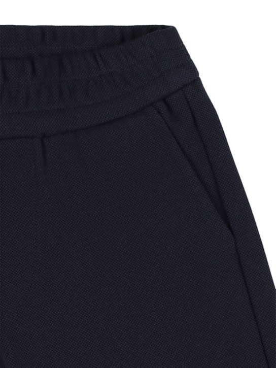 Moncler: Shorts in felpa di cotone piqué - Navy - kids-boys_1 | Luisa Via Roma