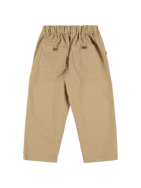 Babe & Tess: Stretch cotton pants - Camel - kids-boys_2 | Luisa Via Roma
