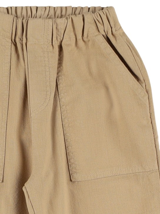 Babe & Tess: Stretch cotton pants - Camel - kids-boys_1 | Luisa Via Roma