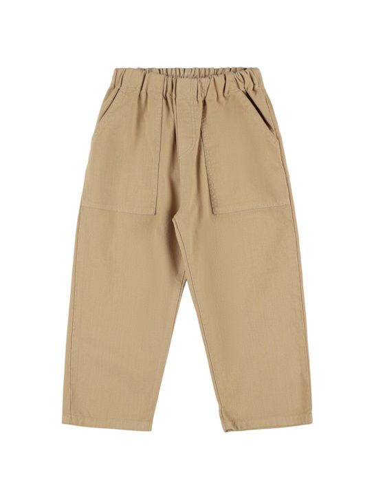 Babe & Tess: Stretch cotton pants - Camel - kids-boys_0 | Luisa Via Roma
