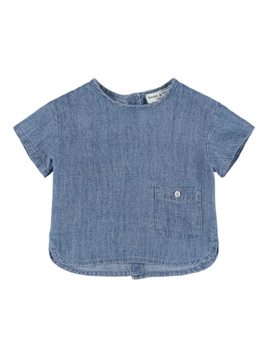 Babe & Tess: Camicia in lyocell e lino - Blu - kids-girls_0 | Luisa Via Roma