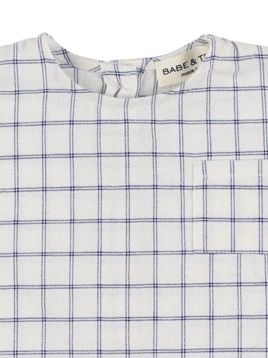 Babe & Tess: Check cotton blend shirt - White/Blue - kids-boys_1 | Luisa Via Roma