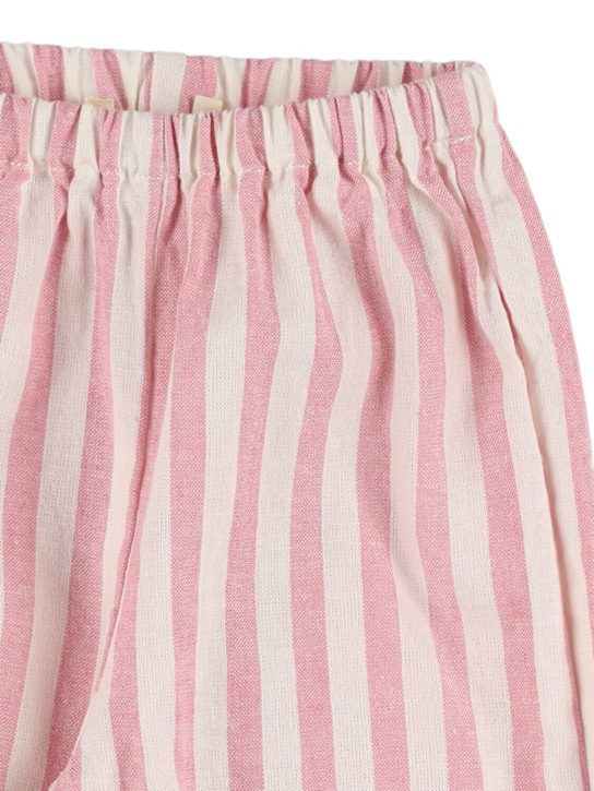 Babe & Tess: Pantaloni in misto cotone a righe - Bianco/Rosa - kids-girls_1 | Luisa Via Roma