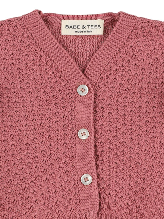 Babe & Tess: Gestrickter Baumwollcardigan - Rosa - kids-girls_1 | Luisa Via Roma