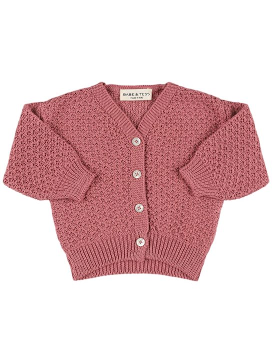 Babe & Tess: Gestrickter Baumwollcardigan - Rosa - kids-girls_0 | Luisa Via Roma