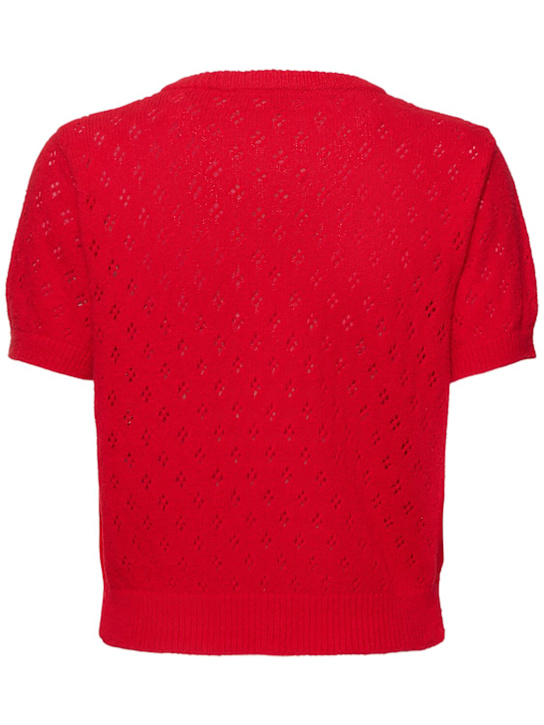 Dunst: Cardigan in cotone crochet - Rosso - women_3 | Luisa Via Roma