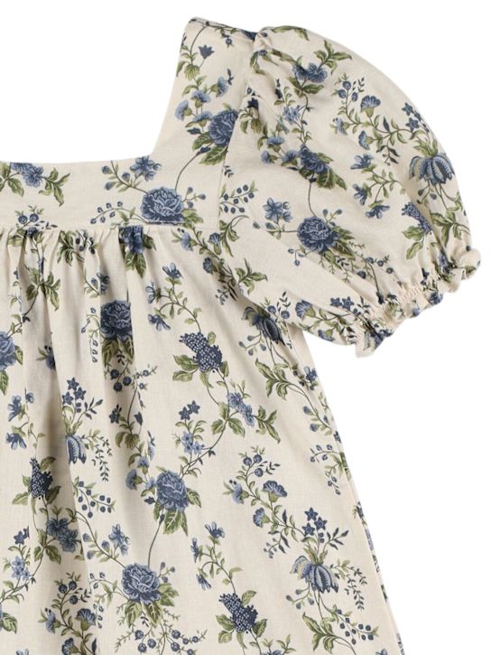 Babe & Tess: プリントリネン＆ビスコースワンピース - ホワイト/ブルー - kids-girls_1 | Luisa Via Roma