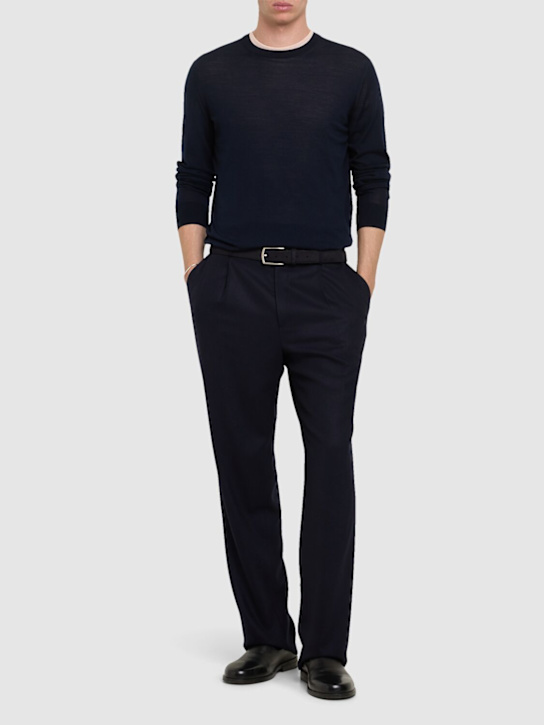 Zegna: High performance wool crewneck sweater - Navy - men_1 | Luisa Via Roma