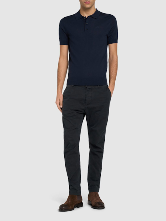 Dsquared2: Wollpoloshirt „D2“ - Dunkelblau - men_1 | Luisa Via Roma