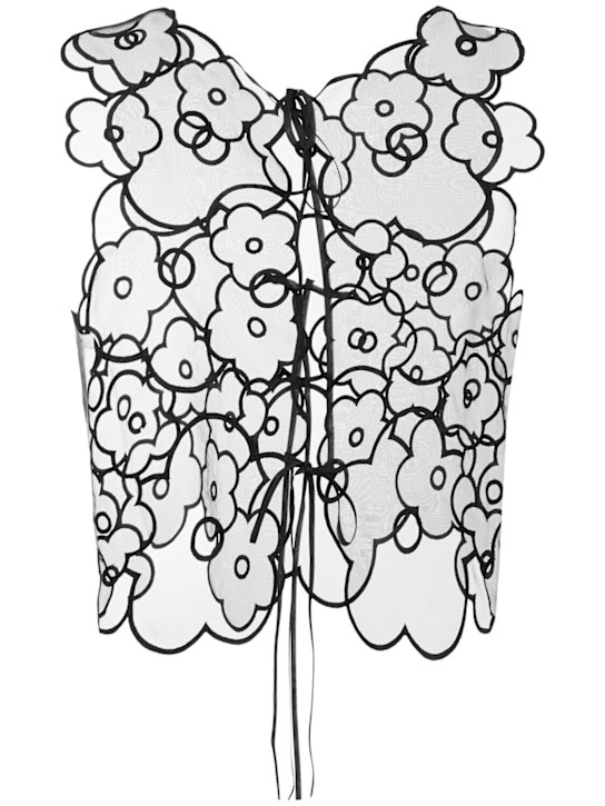 Cecilie Bahnsen: Alfie flower embroidered top - Black - women_0 | Luisa Via Roma