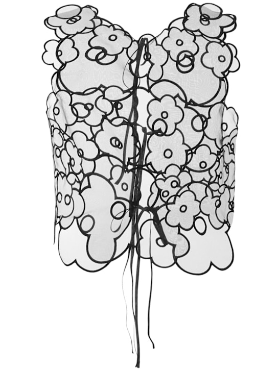 Cecilie Bahnsen: Alfie flower embroidered top - Black - women_3 | Luisa Via Roma