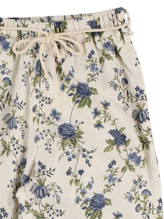 Babe & Tess: Pantaloni in misto cotone stampato - Bianco/Blu - kids-girls_1 | Luisa Via Roma