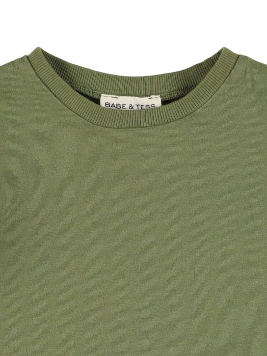 Babe & Tess: コットンジャージートップ - ミリタリーグリーン - kids-girls_1 | Luisa Via Roma