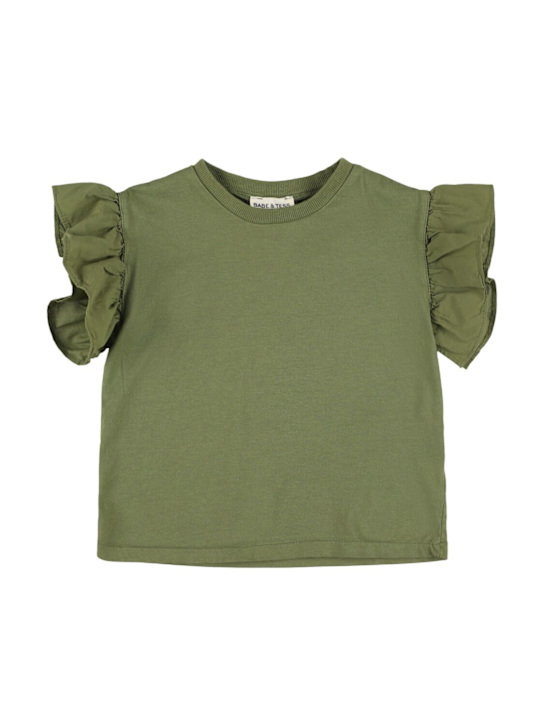 Babe & Tess: コットンジャージートップ - ミリタリーグリーン - kids-girls_0 | Luisa Via Roma