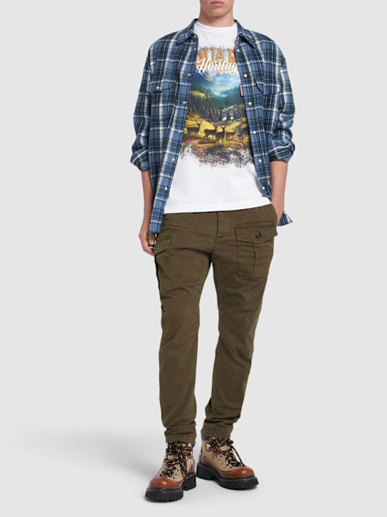 Dsquared2: Camiseta de algodón con estampado - Blanco - men_1 | Luisa Via Roma