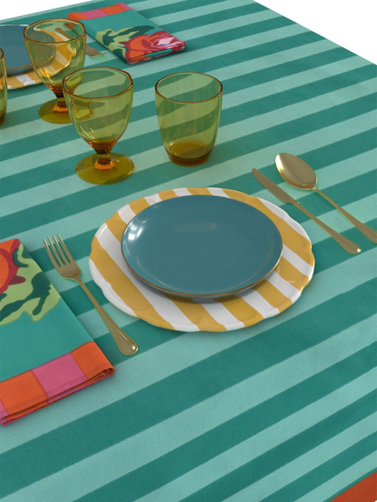 LISA CORTI: Tovaglia Nizam Stripes Aqua Veronese - Verde - ecraft_1 | Luisa Via Roma