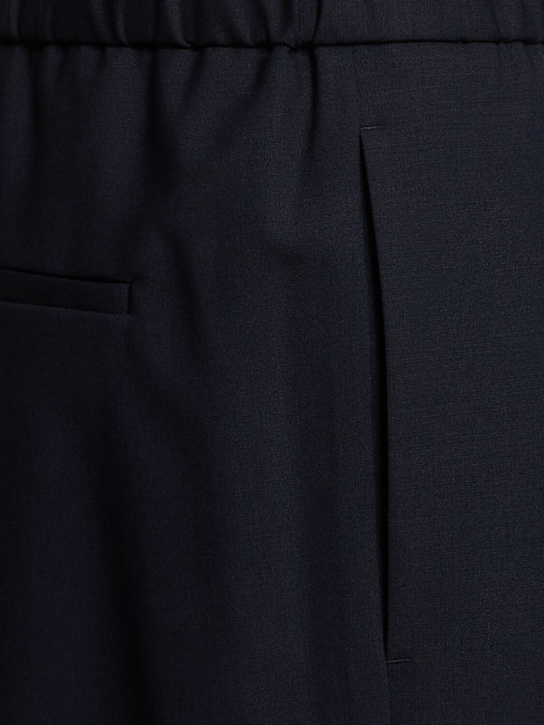 Seven Gauge: Pleated tropical wool blend pants - Blue - men_4 | Luisa Via Roma