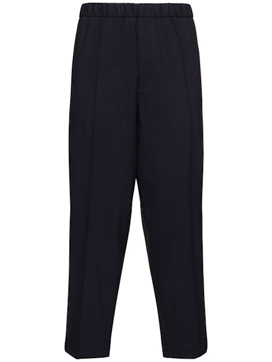 Seven Gauge: Pleated tropical wool blend pants - Blue - men_0 | Luisa Via Roma