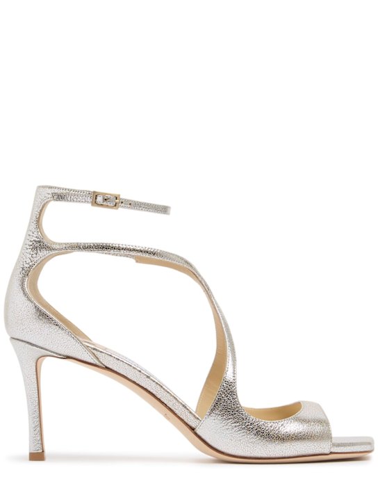 Jimmy Choo: 75mm Azia glittered leather sandals - women_0 | Luisa Via Roma