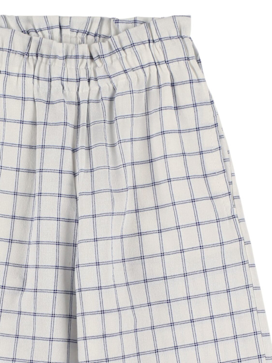 Babe & Tess: Pantaloni in misto cotone check - Bianco/Blu - kids-girls_1 | Luisa Via Roma