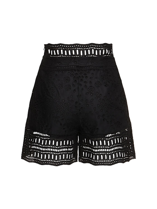 Ermanno Scervino: High waisted lace shorts - Black - women_3 | Luisa Via Roma