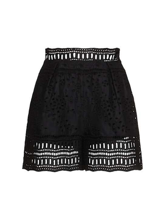 Ermanno Scervino: High waisted lace shorts - Black - women_0 | Luisa Via Roma