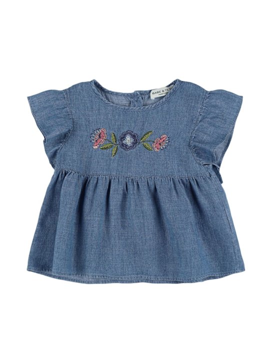 Babe & Tess: リネン＆リヨセル デニムシャツ - ブルー - kids-girls_0 | Luisa Via Roma