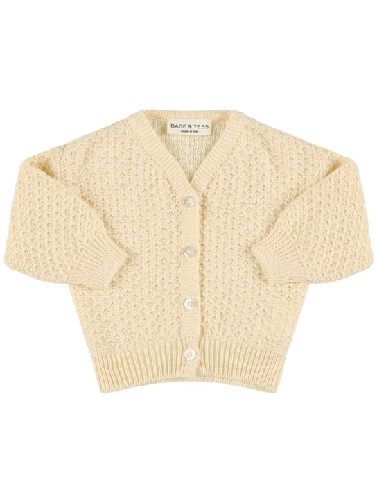 Babe & Tess: Cardigan in maglia di cotone - Off White - kids-girls_0 | Luisa Via Roma