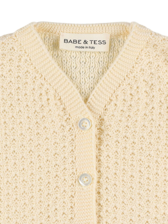 Babe & Tess: Cardigan in maglia di cotone - Off White - kids-girls_1 | Luisa Via Roma