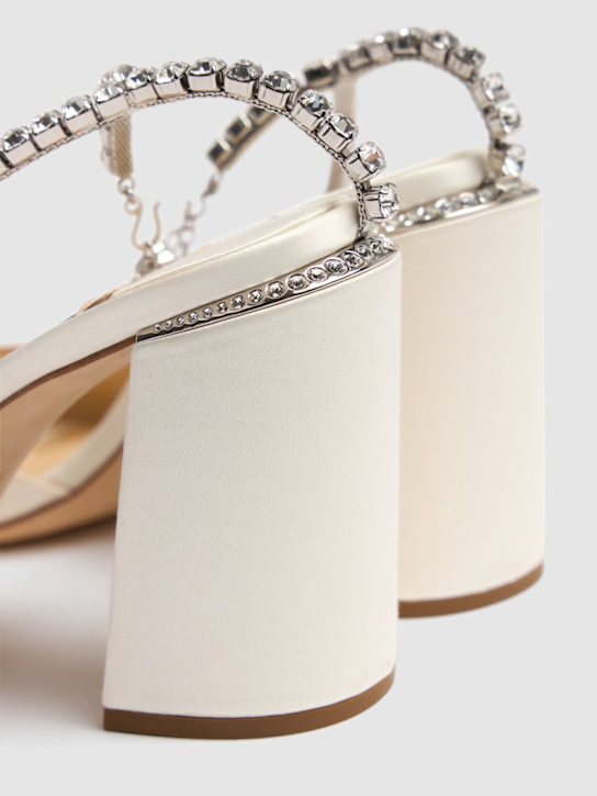 Jimmy Choo: 85mm Saeda satin sandals - Ivory - women_4 | Luisa Via Roma