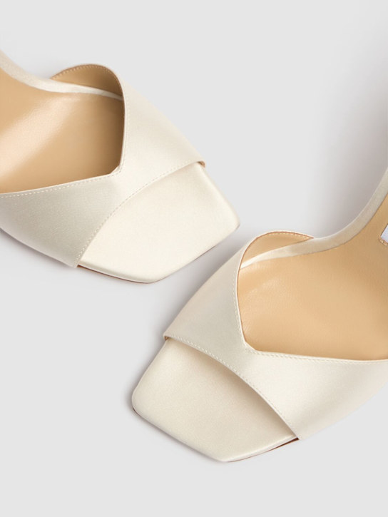 Jimmy Choo: 85mm Saeda satin sandals - Ivory - women_3 | Luisa Via Roma