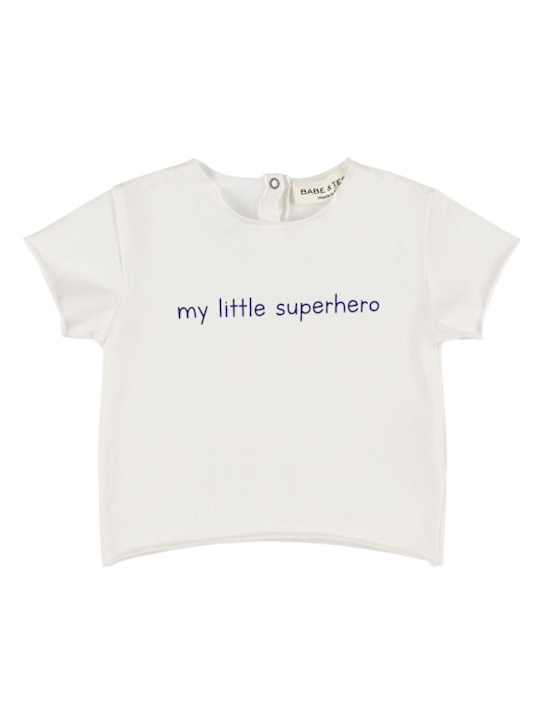 Babe & Tess: Check cotton blend t-shirt - kids-boys_0 | Luisa Via Roma