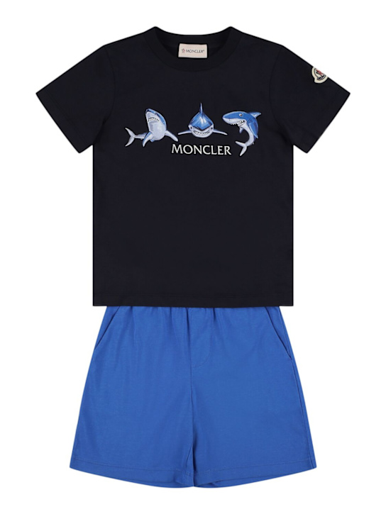 Moncler: Shorts und T-Shirt aus Baumwolle „Shark“ - Dunkelblau - kids-boys_0 | Luisa Via Roma