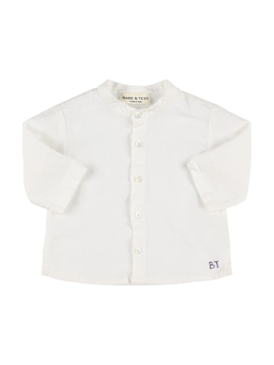 Babe & Tess: Linen blend shirt - Beyaz - kids-boys_0 | Luisa Via Roma
