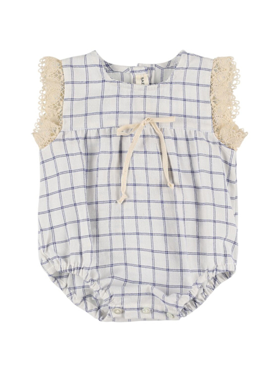 Babe & Tess: コットンブレンドボディスーツ - ホワイト/ブルー - kids-girls_0 | Luisa Via Roma