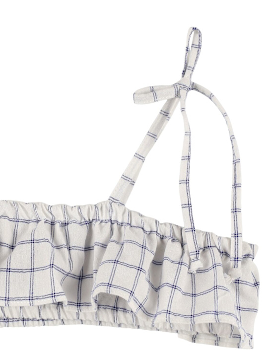 Babe & Tess: Bikini in misto cotone stampato - Bianco/Blu - kids-girls_1 | Luisa Via Roma